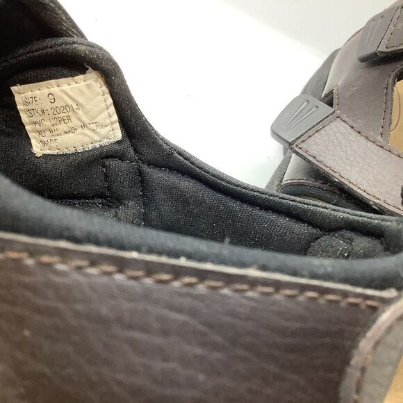 Outland Mens Size 9 Strappy Sandals Brown Faux‎ Leather Padded Casual Comfort - Picture 11 of 11